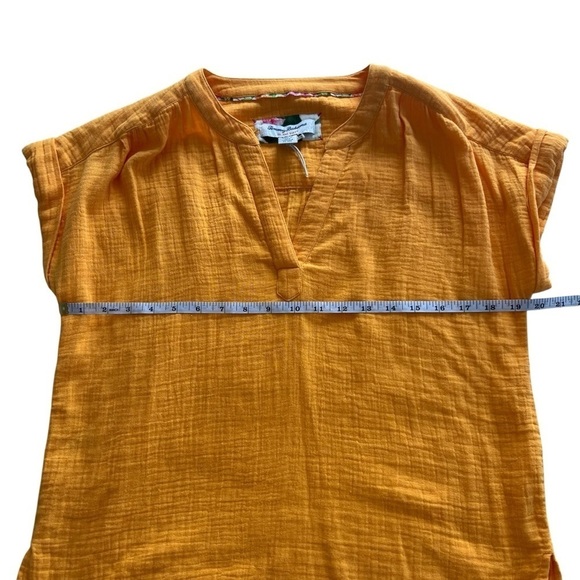 Tommy Bahama Island Softs Orange Gauze V Neck Short Sleeve Top XS new - Picture 7 of 10